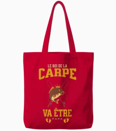 Idée Cadeau Annonce Grossesse Papa Pêcheur De Carpe Tote Bags - Red
