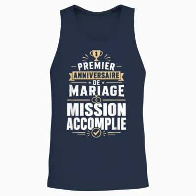 Noces De Coton Anniversaire 1 an Mariage Mission Accomplie Unisex Tank Top - Navy