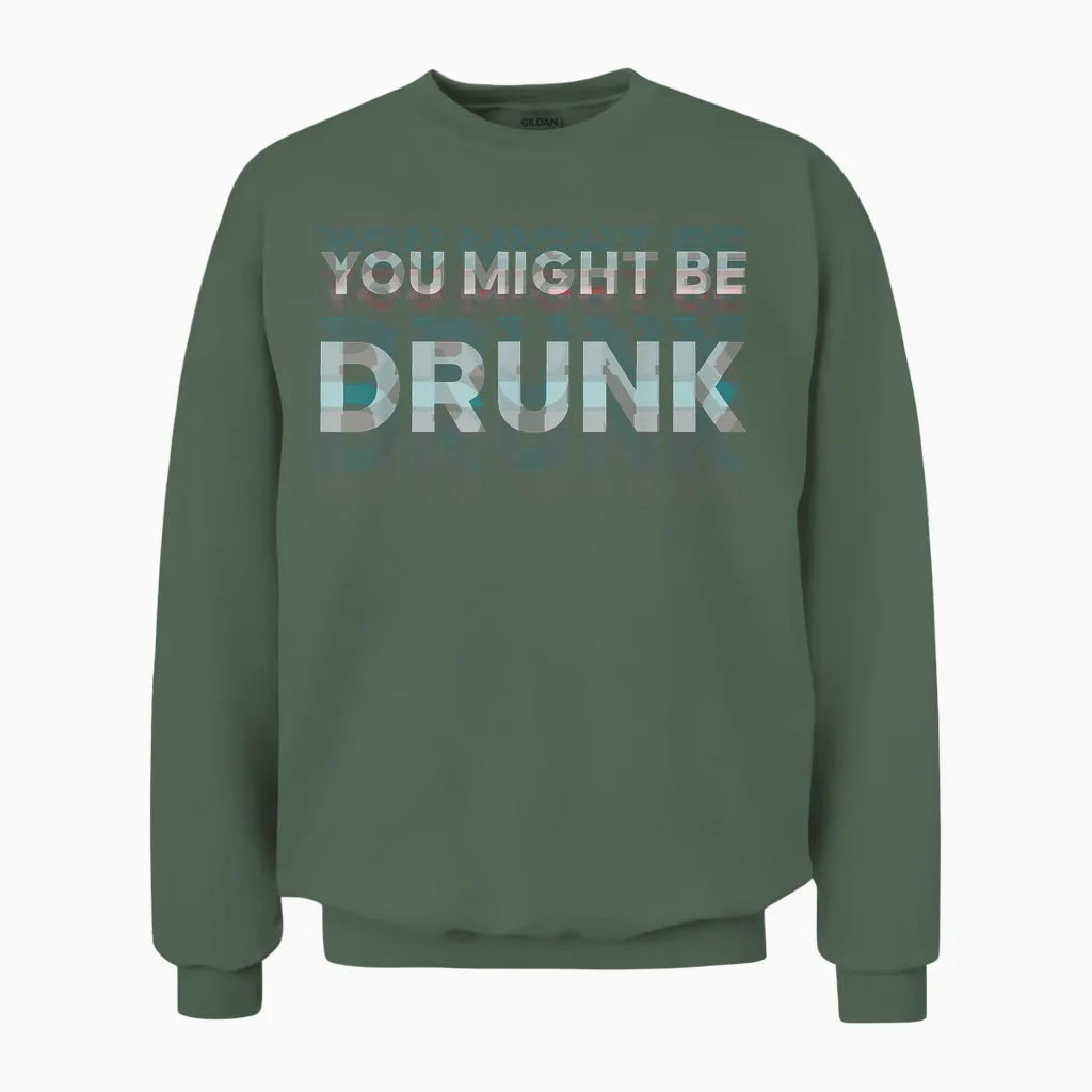 Drinking You Might Be Drunk Lustiger Spruch Unisex Sweatshirt in Military Green
