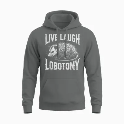 Opossum Live Love Lobotomy Possum Lobotomies Bin Cat T-Shirt, Black, S Unisex Hoodie - Graphite Heather