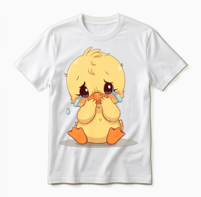 Crying Little Duck Unisex T-Shirt in White