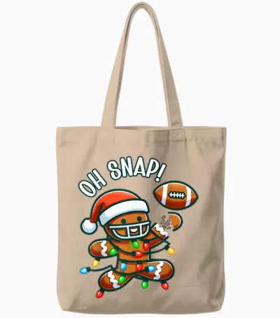 Funny Gingerbread Man Pajamas & Pjs Xmas Holiday Oh Snap Gingerbreadman Christmas Football Tote Bags - Natural