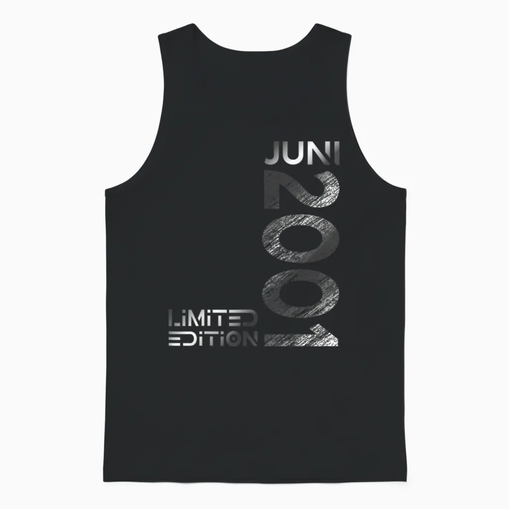 Limited Edition Juni 2001 Mann Frau 25. Geburtstag Unisex Tank Top in Black