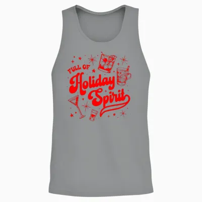 Full of Holiday Spirit Christmas Drinking Retro Cocktails Unisex Tank Top - Sport Grey