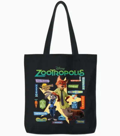 Zootopia Signs Tote Bags - Black