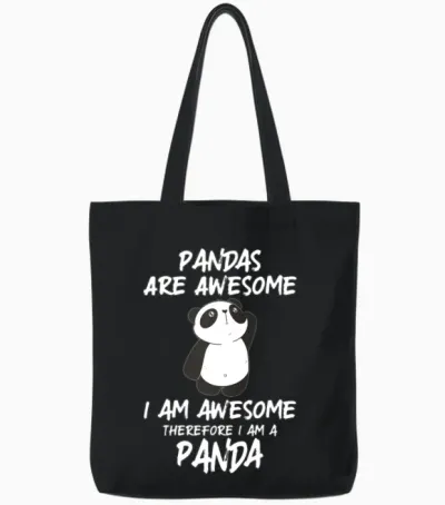 Panda Shirt Pandas Are Awesome Panda Bear Tote Bags - Black
