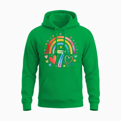 Ich Bin Schon Sieben - Regenbogen 7. Geburtstag Design Für M Unisex Hoodie - Irish Green