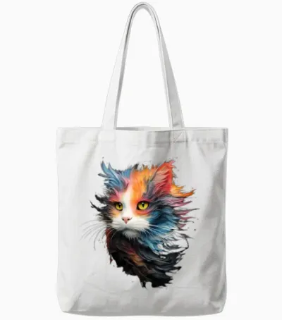 Persian Cat Masterful Animal Painting Tote Bags - White