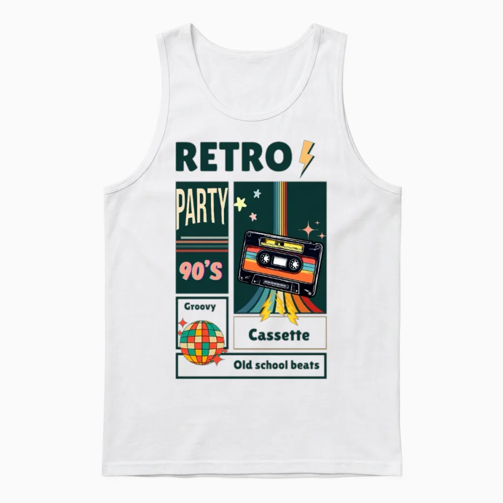 Retro Vibes Unisex Tank Top in White