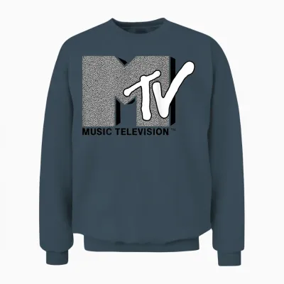 Mademark X Mtv - Classic Official Original Mtv Logo with Wall Structure Unisex Sweatshirt - Dark Heather