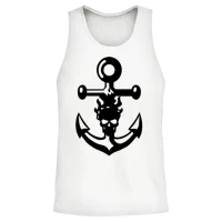 Anchor Skull Halloween Unisex Tank Top - White – 2