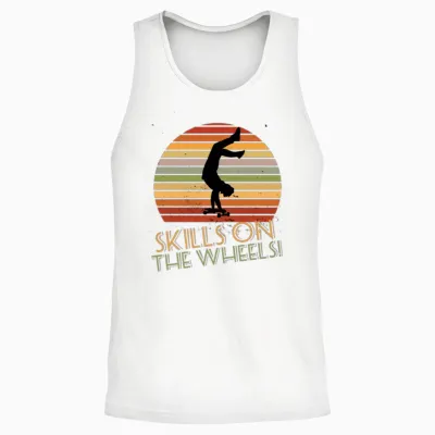 Skills on the Wheels Retro Skateboard Unisex Tank Top - White