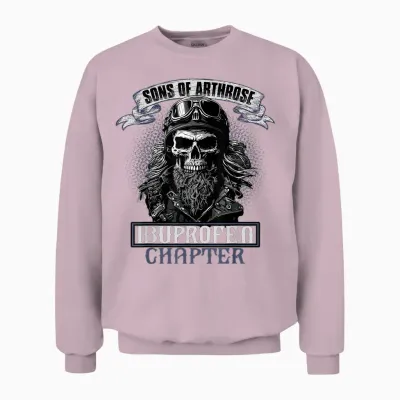 Sons of Arthrosis Ibuprofen Chapter Biker Motorcyclist T-Shirt, Black Unisex Sweatshirt - Light Pink