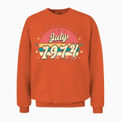 Vintage 1974 July Unisex Sweatshirt - Orange