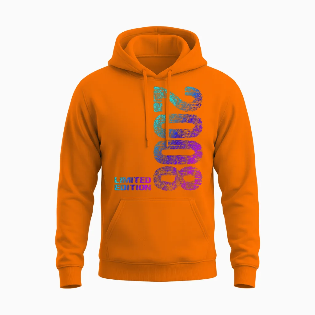 15th Birthday 2008 Limited Edition Boy Girl T-Shirt, Black Unisex Hoodie in Safety Orange