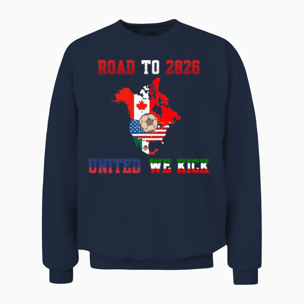 Road to 2026 United We Kick | North America Map Unisex Sweatshirt in Navy