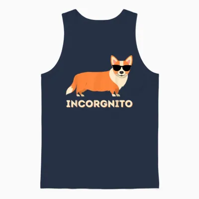 Incorgnito - Funny Welsh Corgi Owner Dog Lover T-Shirt Small Unisex Tank Top - Navy