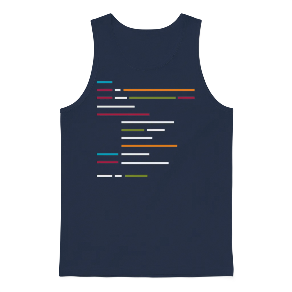 Lines of Code on Dark Mode for Programming Lovers Unisex Tank Top - Navy
