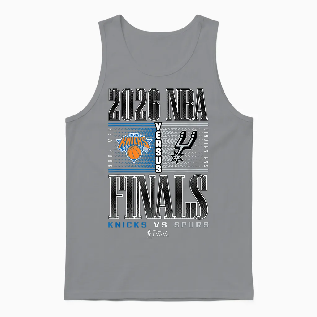 Nba 2026 Finals Knicks vs Spurs Battlegrounds Unisex Tank Top in Sport Grey