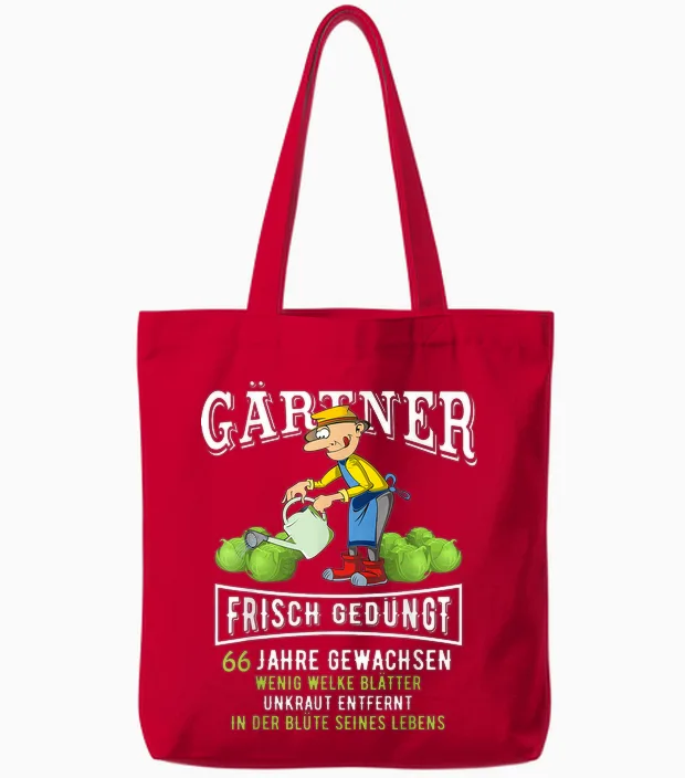66. Geburtstag Mann Geschenk Lustig Gärtner 66 Jahre Tote Bags in Red