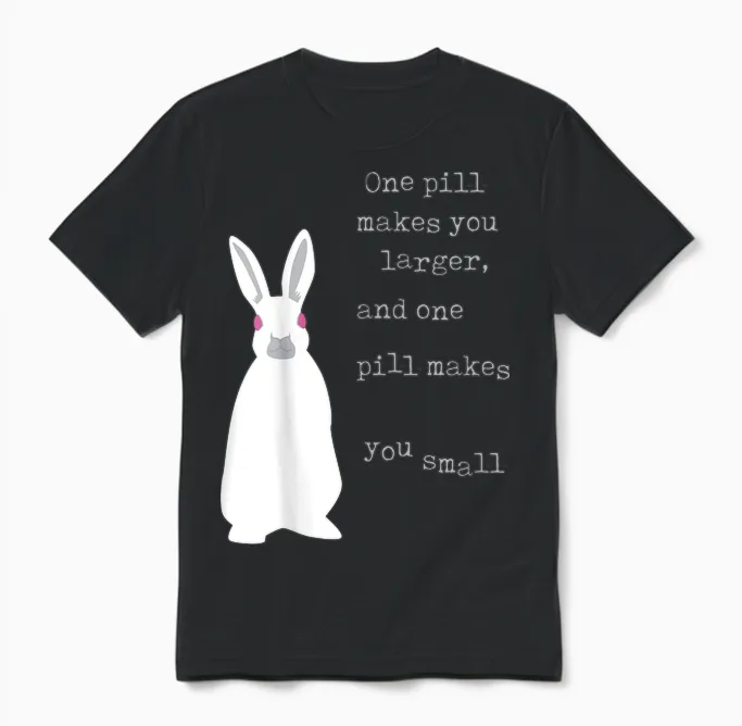 Lyriclyfe T-Shirt White Rabbit Unisex T-Shirt in Black