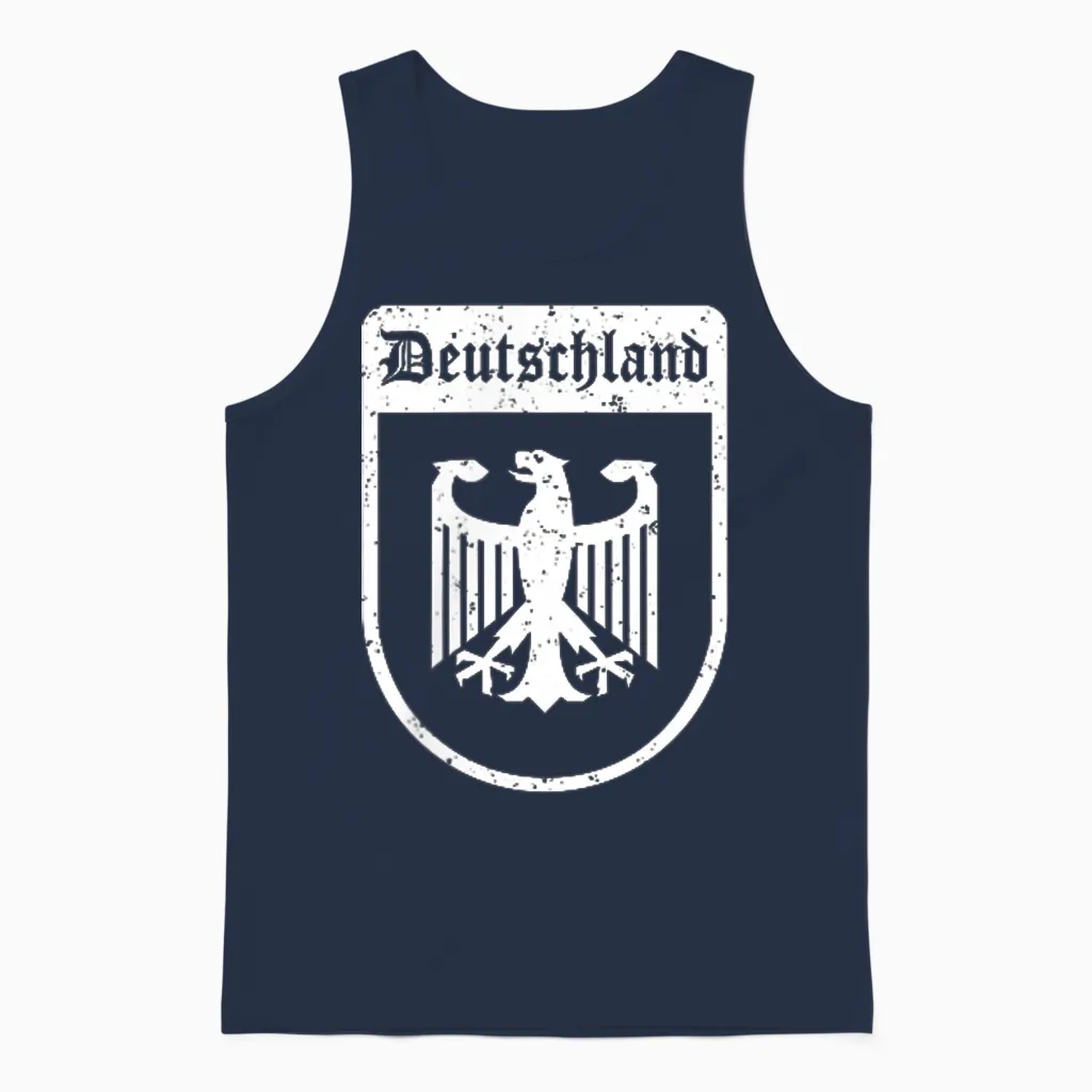 German Eagle Flag of Germany T-Shirt, Black Unisex Tank Top in Navy