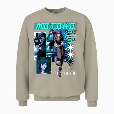 Ghost in the Shell Stand Alone Complex Section 9 Motoko Shot T-Shirt, Black, S Unisex Sweatshirt - Sand