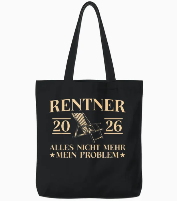Men's Pensioner 2026 Retirement Deck Chair Retirement Tote Bags in Black