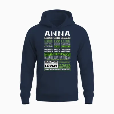 Anna Girl Name Definition Unisex Hoodie - Navy