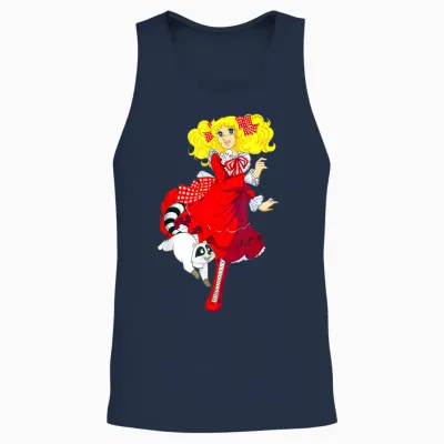 Candy Candy Red Cartoon Japanese Manga Retro 80s Unisex Tank Top - Navy