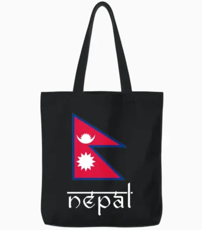 Nepal Flag, Nepalese Nepal Tote Bags - Black