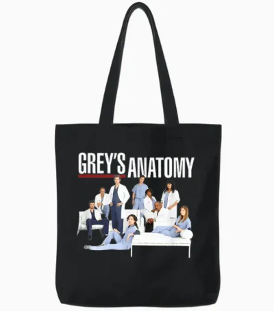 Grey's Anatomy Group with Logo Tote Bags - Black