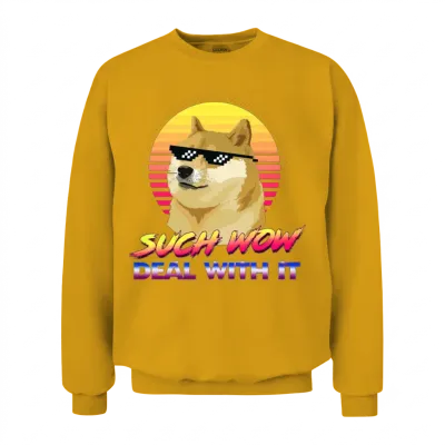 Such Wow Deal with It Doge Internet Meme Unisex Sweatshirt - Gold