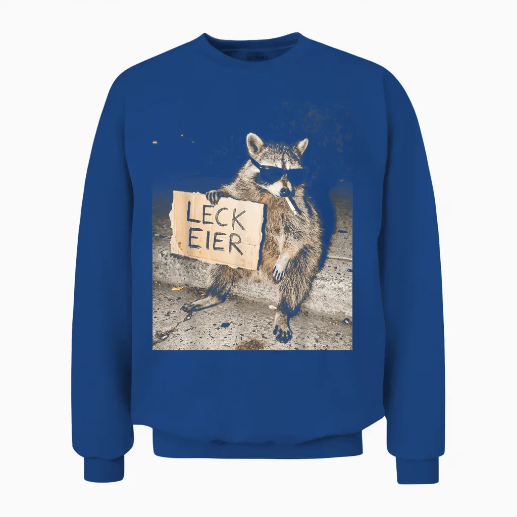 Leck Eier Lustiger Waschbär Mit Frecher Haltung Unisex Sweatshirt in Royal