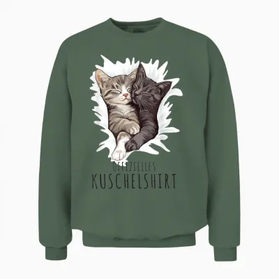 Cat Sleeping Shirt Cat Official Cuddly Shirt T-Shirt, White Unisex Sweatshirt - Military Green