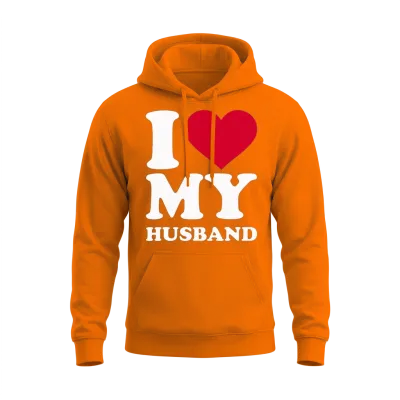 I Love My Husband Unisex Hoodie - Safety Orange