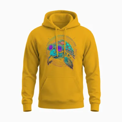 Retro Turtle Unisex Hoodie - Gold
