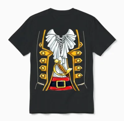 Pirate Buccaneer Costume T Shirt Funny Halloween Unisex T-Shirt - Black