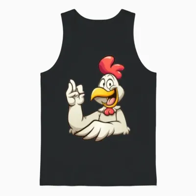 Funny Chicken Design Unisex Tank Top - Black