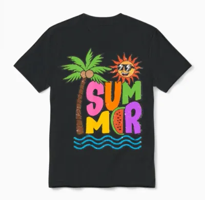 Retro Groovy Summer Sublimation Unisex T-Shirt - Black