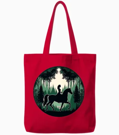 Arabian Horse Woman Tote Bags - Red