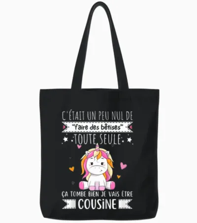 Child Future Cousine 2025 Pregnancy Announcement, Soon Cousine T-Shirt, Black, 2 Tote Bags - Black