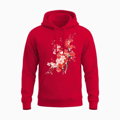 Cherry Blossom Flower Lover Kunstgrafik Blume Unisex Hoodie - Red