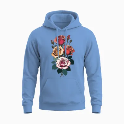 Vintage Rose Bouquet Unisex Hoodie - Carolina Blue