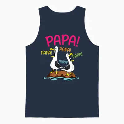 Papa Mouette Drôle Design Oiseaux Marins Humour Papa Unisex Tank Top - Navy