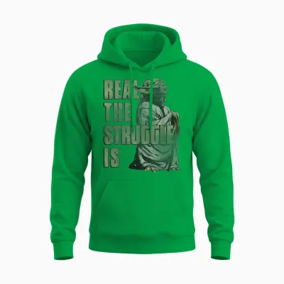 Star Wars Yoda Real the Struggle Is Graphic Unisex Hoodie - Irish Green