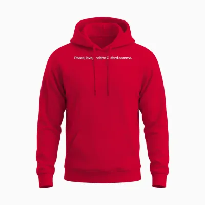 Peace Love and the Oxford Comma Unisex Hoodie - Red