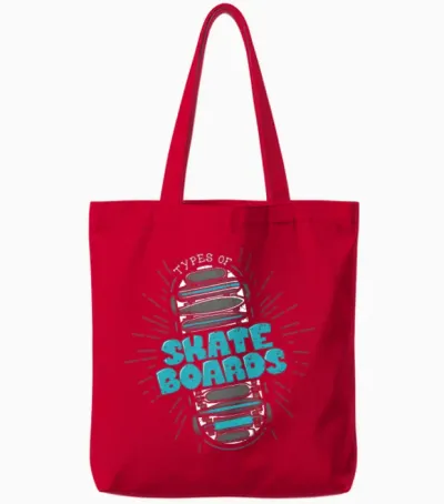 Skateboard Types Longboard Skateboarder Skater Tote Bags - Red