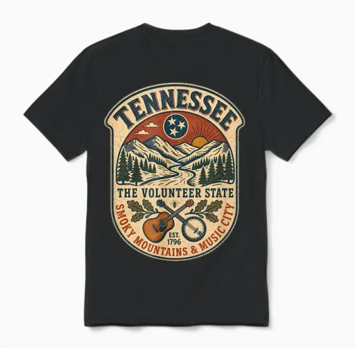 Vintage Tennessee Unisex T-Shirt in Black
