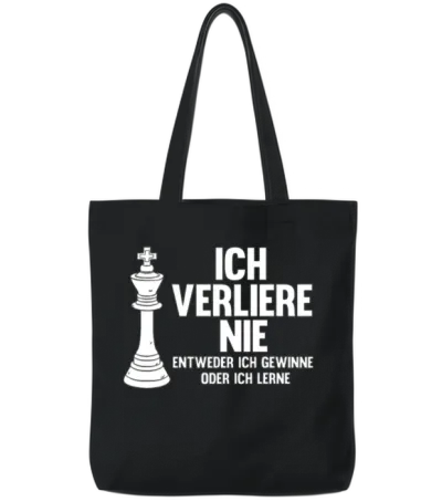 Chess Player, I Never Loose, Chess Tote Bags - Black